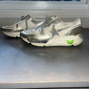 Golden Goose Silver and White Women's Shoes